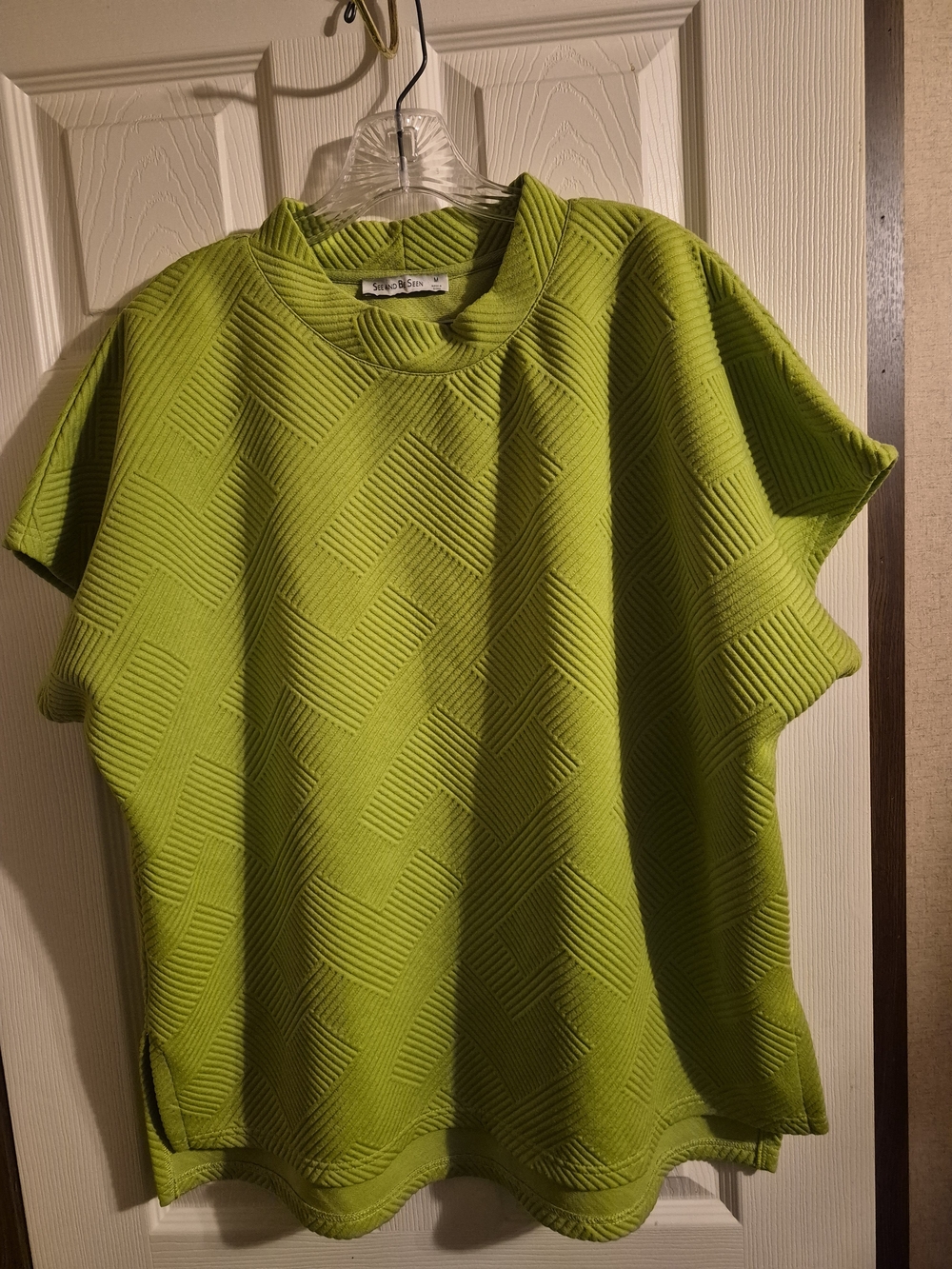 St. John Lime Green Textured Short-Sleeve Top